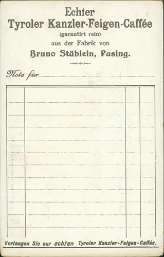 Ansichtskarte  Reklame & Werbung Tyroler Feigen Caffee Pasing 8 1912