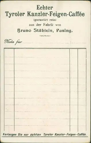 Ansichtskarte  Reklame & Werbung Tyroler Feigen Caffee Pasing 13 1912