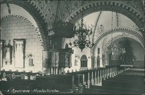 Postcard Apenrade Aabenraa Åbenrå Nicolaikirche - Innen 1929