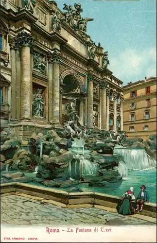 Rom Roma Trevi Werbekarte Loeflund Stuttgart Grunbach 1912