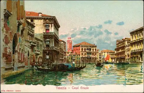 Venedig Venezia Canal Grande Werbekarte Loeflund Stuttgart Grunbach 1912