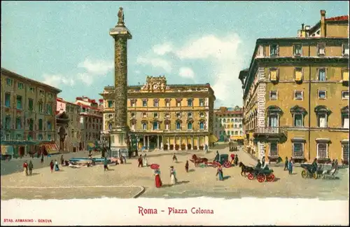 Rom Roma Piazza Colonna Werbekarte Loeflund Stuttgart Grunbach 1912