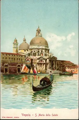 Venedig Venezia Gondel Werbekarte Loeflund Stuttgart Grunbach 1912