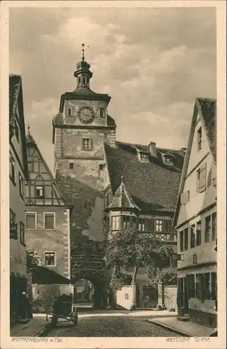 Rothenburg ob der Tauber Weißer Turm, Strassen Partie, Fachwerkhaus, Tor-Bogen 1920