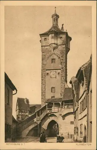 Ansichtskarte Rothenburg ob der Tauber Klingentor, 2 Karren und Menschen 1930