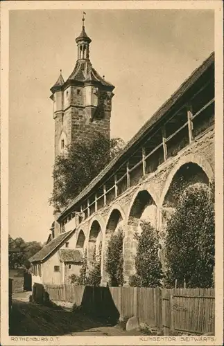 Rothenburg ob der Tauber Klingentor Seitwärts mit Mauer und Turm 1930