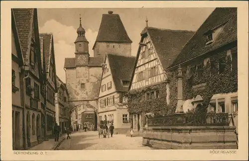 Ansichtskarte Rothenburg ob der Tauber Rödergasse mit Menschen 1930