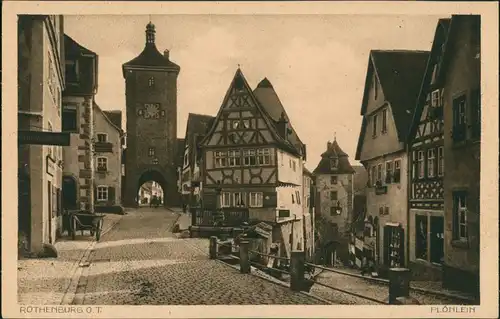 Ansichtskarte Rothenburg ob der Tauber Plönlein mit Karren 1930