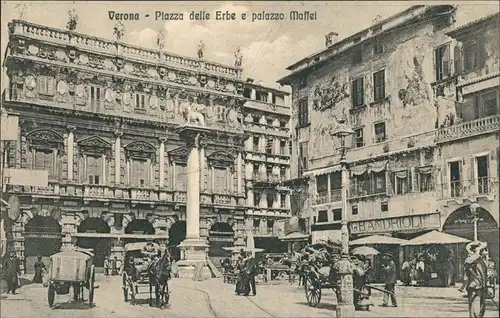 Verona Verona Piazza delle Erbe Palazzo Massel Kutsche Fuhrwerk Erbeplatz 1905