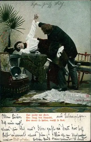 Ansichtskarte  Menschen/Soziales Leben - Liebespaar "Gerangel auf Tisch" 1910