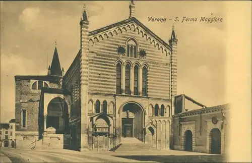 Verona Italia S. Fermo Maggiore/Strassen Partie mit Kirche, Church 1909
