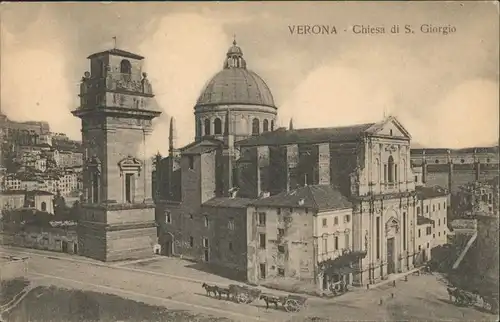 Verona Italia Chiesa di S. Giorgio/Stadtteilansicht Fuhrwerk vor Kirche 1910