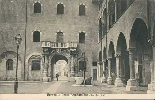 Verona Italia Porta Bombardiera/Stadtteilansicht, Säulen Gebäude 1910