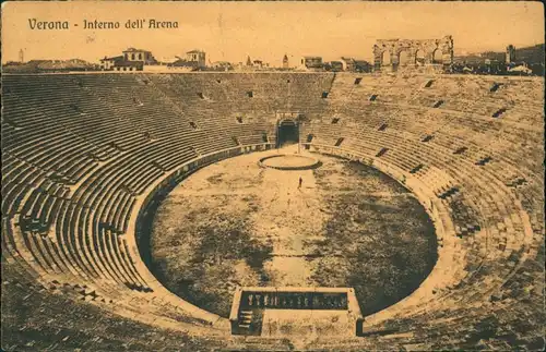 Verona Italia Interno dell Arena/Arena antikes Bauwerk Rund-Umsicht 1910
