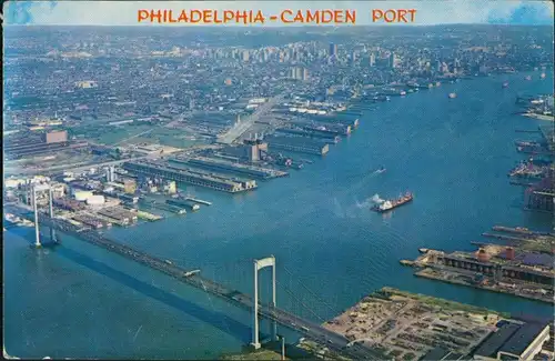 Philadelphia Aerial View Camden Port/Luftbild mit Blick auf Stadt, Hafen  1965