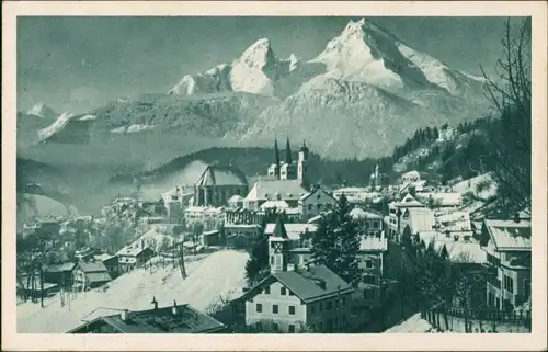 Berchtesgaden Panorama-Ansicht über Stadt zu den Alpen Bergen 1937