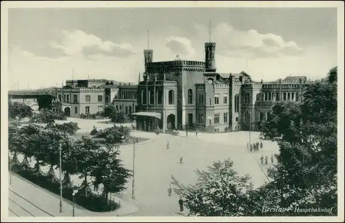 Postcard Breslau Wrocław Hauptbahnhof 1932