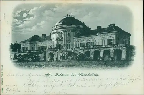 Ansichtskarte Stuttgart Schloss Solitude bei Mondschein 1898