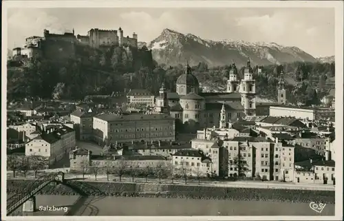 Salzburg Panorama-Ansicht Altstadt vom Kapuzinerberg Basteiweg aus 1934