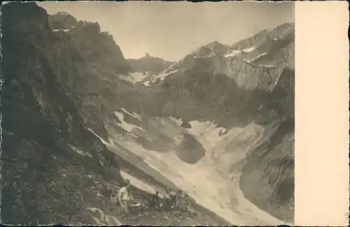 Bergsteiger Alpen Wanderer am Gletscher, Clacier Post Card 1920 Privatfoto