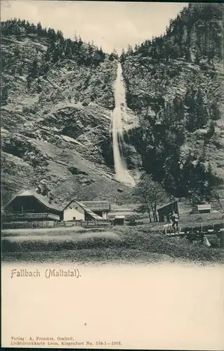 Fallbach N.Ö. Maltatal Bauernhof vor Wasserfall Waterfall Austria with Farm 1903