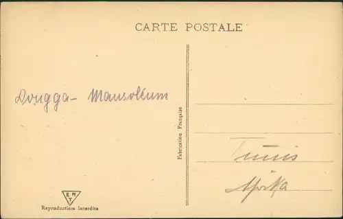 Dougga Dougga (Beja) Mausolée Libyco-Punique/Mausoleum, Grab-Denkmal 1910