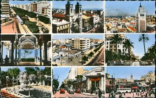 Tunis تونس Multi-View   Streets / Buildings/9-fach Mehrbildkarte Strassen  1960