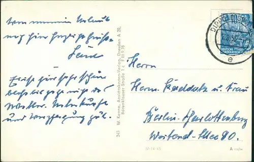 Bärenfels (Erzgebirge)-Altenberg (Erzgebirge)   DDR Postkarte 1955