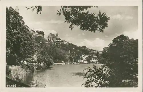 Znaim Znojmo Panorama-Ansicht Kirche Häuser Partie am Fluss 1940