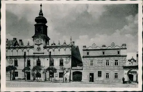 Wesseli an der Lainsitz Veselí nad Lužnicí Strassen Gebäude  Turm-Uhr 1935