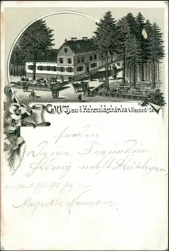 Litho AK Hohwald (Sachsen) Hohwaldschänke (b. Neustadt Sebnitz) 1897