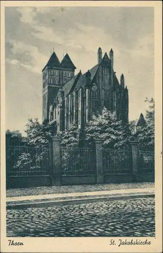 Postcard Thorn Toruń Straße - Jacobskirche 1928