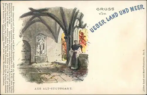 Ansichtskarte Stuttgart Kloster - Mönch - Alt Stuttgart 1905