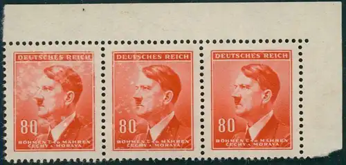 3 Briefmarken Adolf Hitler 80 H Böhmen und Mähren Deutsches Reich Michel-Nr.:94