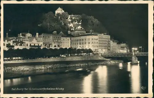 Ansichtskarte Salzburg Die Burg mit Beleuchtung 1914