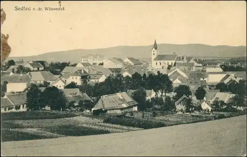 Postcard Sedletz-Pertschitz Sedlec-Prčice Stadtpartie 1921