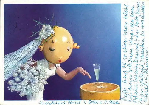 Ansichtskarte  Künstlerkarte Gemüse als Menschen Kartoffelfrau 1959