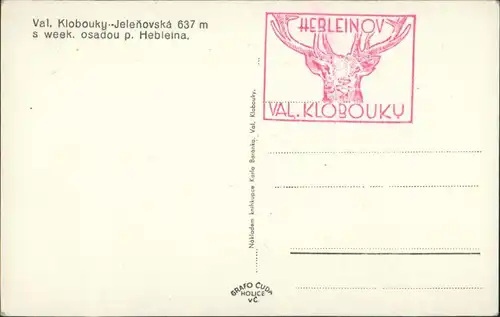 Klobouk Valašské Klobouky Val. Klobouky Jeleňovská week osadou   Hebleina  1930