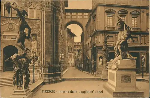 Florenz Firenze Interno della Loggia de Lanzi/Skulpturen vor Haus mit   1910