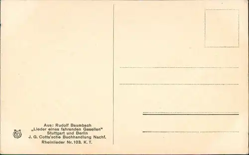 Bad Godesberg-Bonn Liedkarte Text Rudolf Baumbach Gasthof zur Lindenwirtin 1930