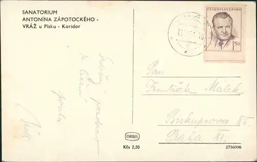 Postcard Vráž u Písku SANATORIUM ANTONÍNA ZÁPOTOCKÉHO 1951