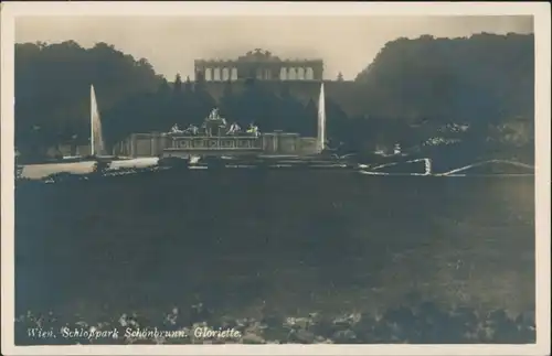Hietzing-Wien Schloss Schönbrunn Echtfoto-Postkarte mit Gloriette 1925