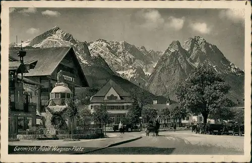 Garmisch-Garmisch-Partenkirchen Häuser, Pferde Fuhrwerk am  1940