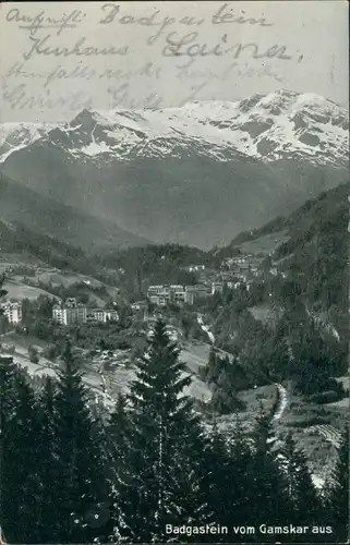 Postcard Badgastein Panorama-Ansicht Blick vom Gamskar aus 1928