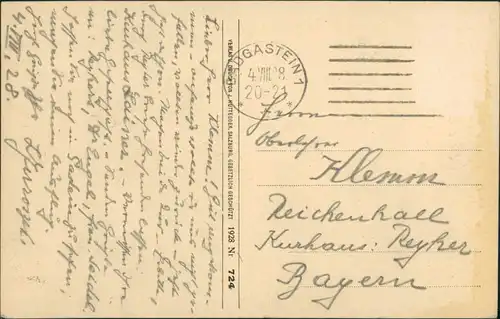 Postcard Badgastein Panorama-Ansicht Blick vom Gamskar aus 1928