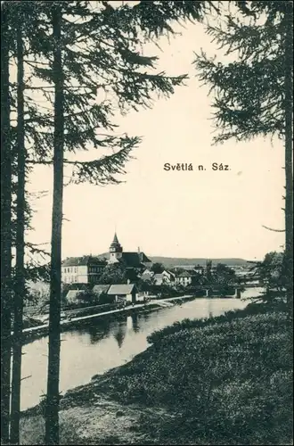 Swietla ob der Sasau Světlá nad Sázavou Flusspartie - Stadt 1918