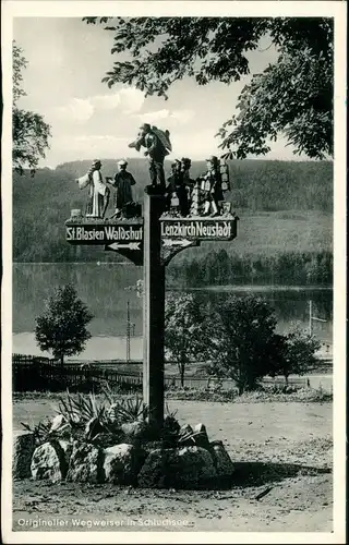 Ansichtskarte Schluchsee Origineller Wegweiser - Lenzkirch Blasien 1958