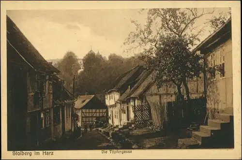 Ansichtskarte Stolberg (Harz) Töpfergasse 1922