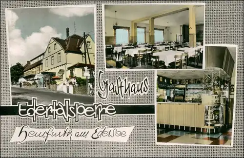Ansichtskarte Hemfurth-Edersee-Edertal MB: Gasthaus Edertalsperre 1966