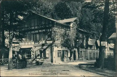 Ansichtskarte Lichtenhain-Sebnitz Hotel Lichtenhainer Wasserfall 1916